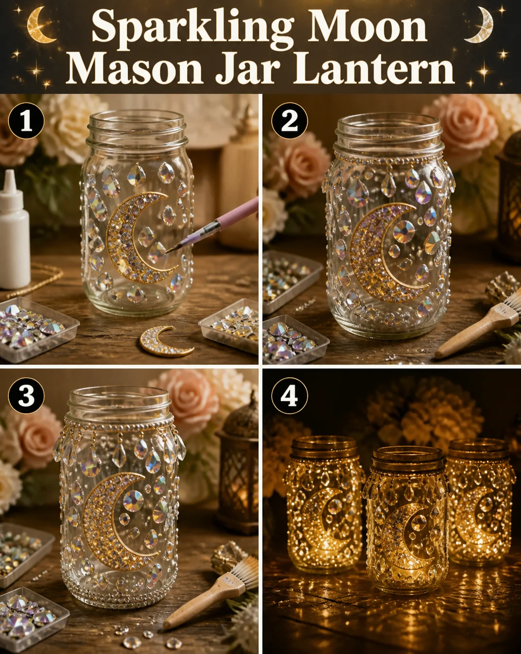 Sparkling Moon Mason Jar Lantern 8 Sparkling Moon Mason Jar Lantern