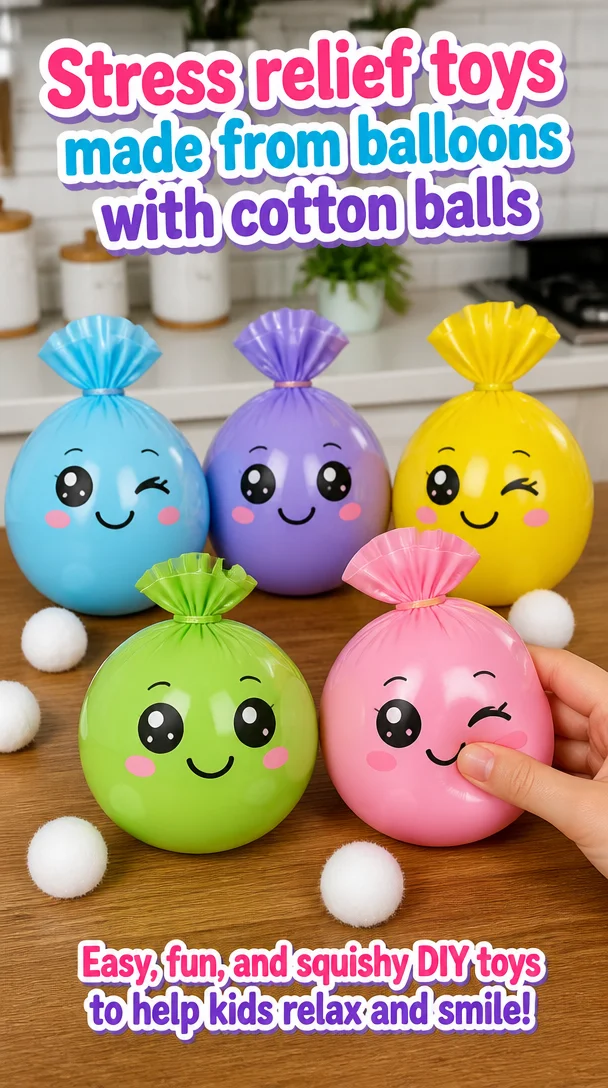 Stress relief toys made from balloons with cotton balls 8 Stress relief toys made from balloons with cotton balls