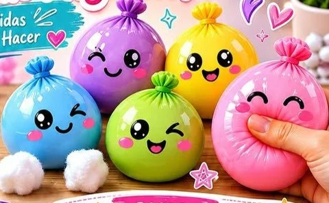 Stress relief toys made from balloons with cotton balls 12 Stress relief toys made from balloons with cotton balls