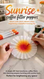 Sunrise coffee filter poppies bloom with warm vibrant colors inspired by a beautiful morning sky ✨ 15 Sunrise coffee filter poppies bloom with warm vibrant colors inspired…