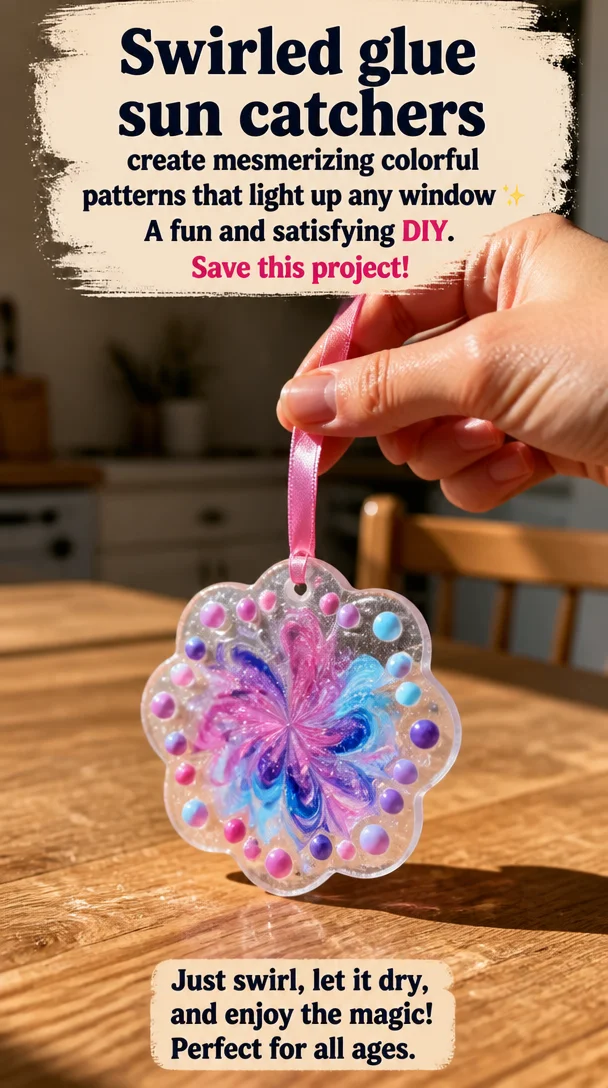 Swirled glue sun catchers create mesmerizing colorful patterns that light up any window ✨ A fun and satisfying DIY. Save this project! 5 Swirled glue sun catchers create mesmerizing colorful patterns that light up any window ✨ A fun and satisfying DIY. Save this project!