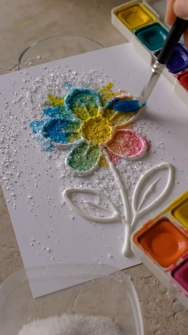 Three-dimensional raised salt painting creates colorful textured artwork with stunning raised designs ✨ A fun and creative art activity for kids. Save this project! 9 Three-dimensional raised salt painting creates colorful textured artwork with stunning raised designs ✨ A fun and creative art activity for kids. Save this project!