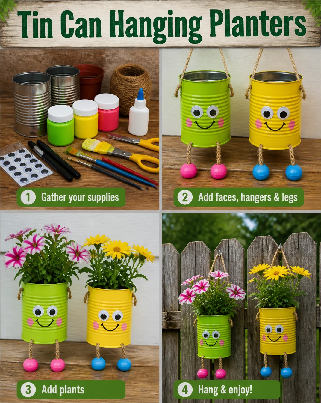 Tin Can Hanging Planters 8 Tin Can Hanging Planters
