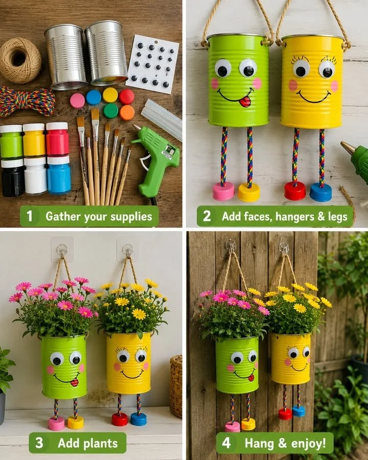 Tin Can Hanging Planters 12 Tin Can Hanging Planters