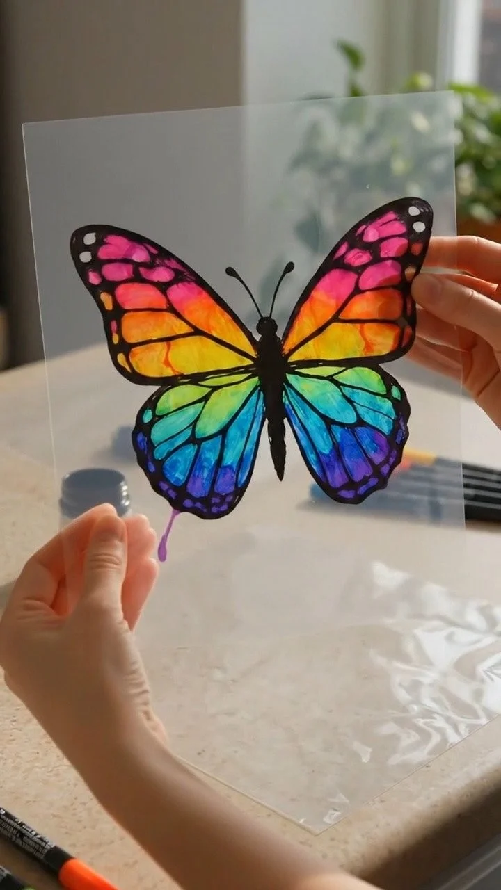 Transparency film window art transforms simple materials into colorful light-catching masterpieces ✨ A fun creative DIY. Save this project! 10 Transparency film window art transforms simple materials into colorful light-catching masterpieces ✨ A fun creative DIY. Save this project!