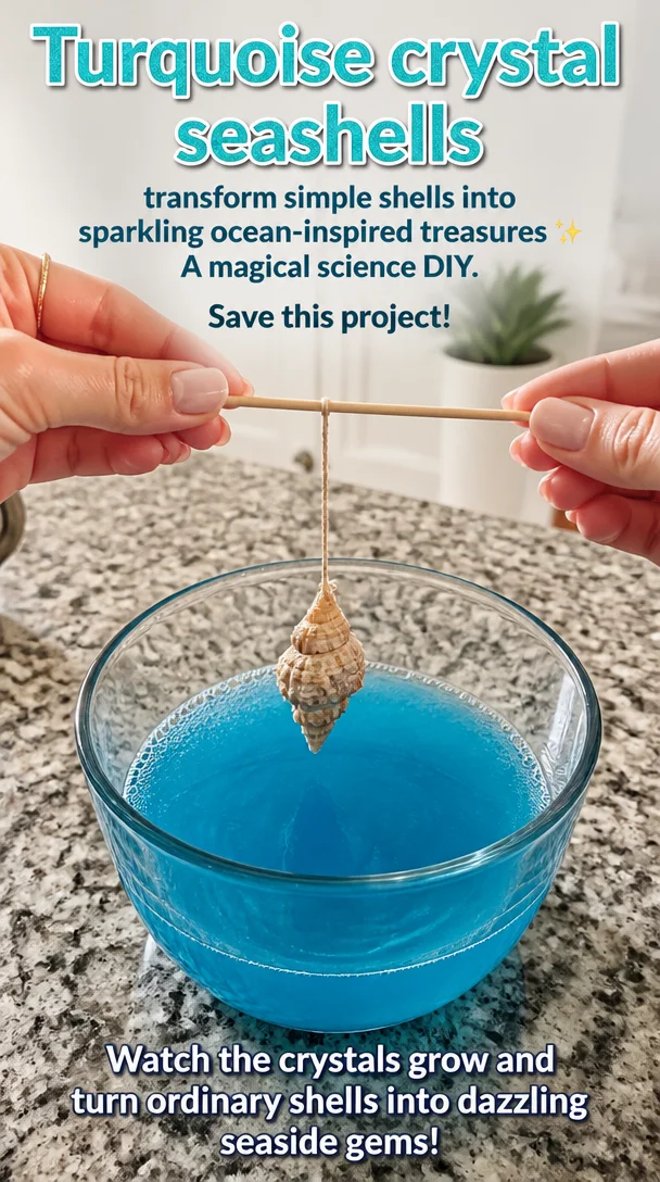 Turquoise crystal seashells transform simple shells into sparkling ocean-inspired treasures ✨ A magical science DIY. Save this project! 5 Turquoise crystal seashells transform simple shells into sparkling ocean-inspired treasures ✨ A magical science DIY. Save this project!