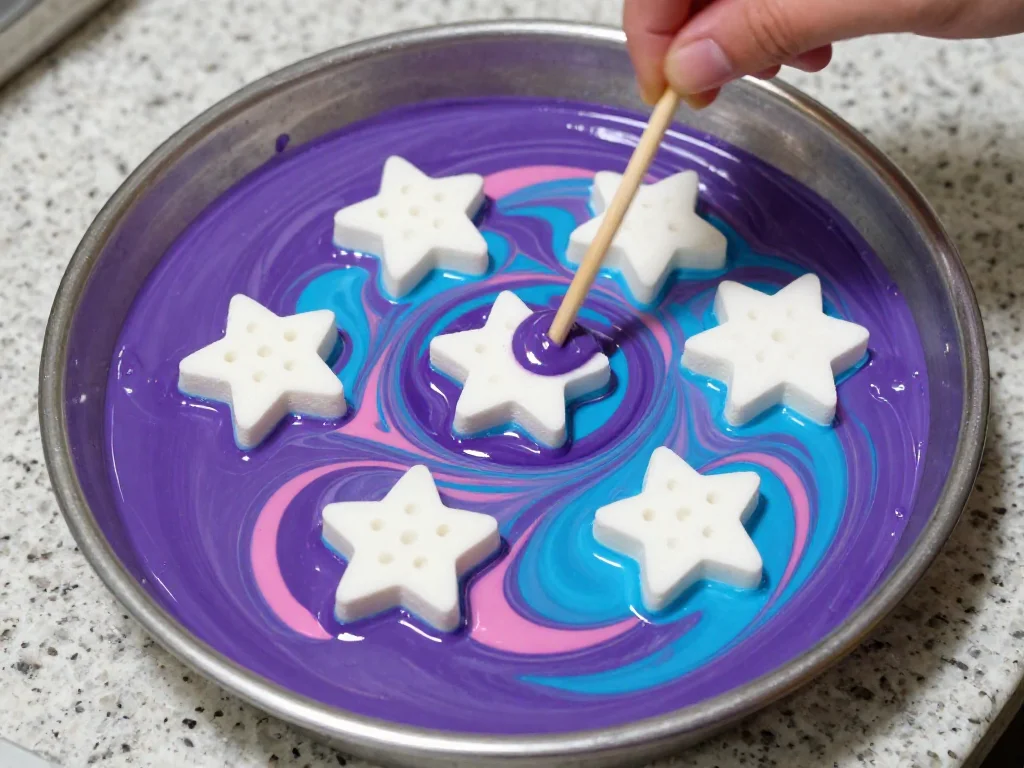 Water marbling stars swirl vibrant colors into beautiful star-shaped creations full of magical patterns ✨ A creative DIY kids love. Save this project! 10 Water marbling stars swirl vibrant colors into beautiful star-shaped creations full of magical patterns ✨ A creative DIY kids love. Save this project!