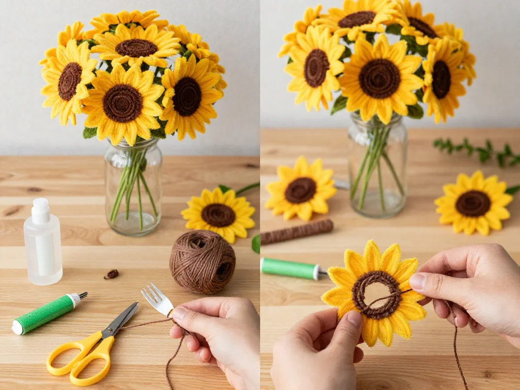 Yarn Sunflower Bouquet 9 Yarn Sunflower Bouquet
