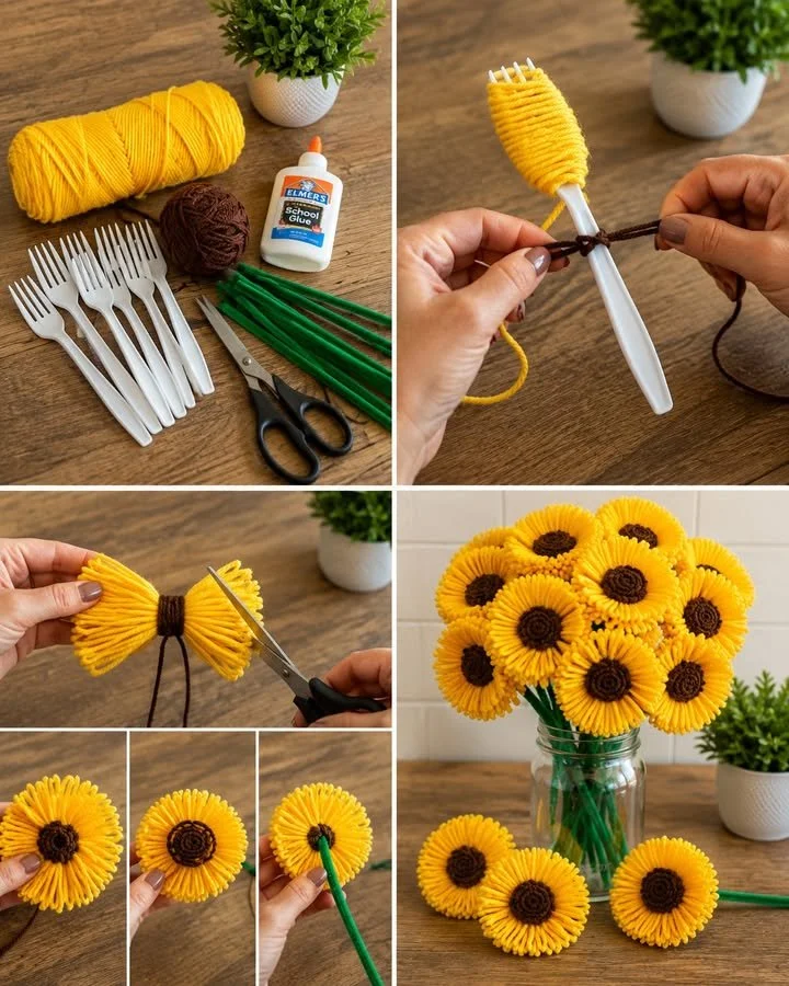 Yarn Sunflower Bouquet 12 Yarn Sunflower Bouquet