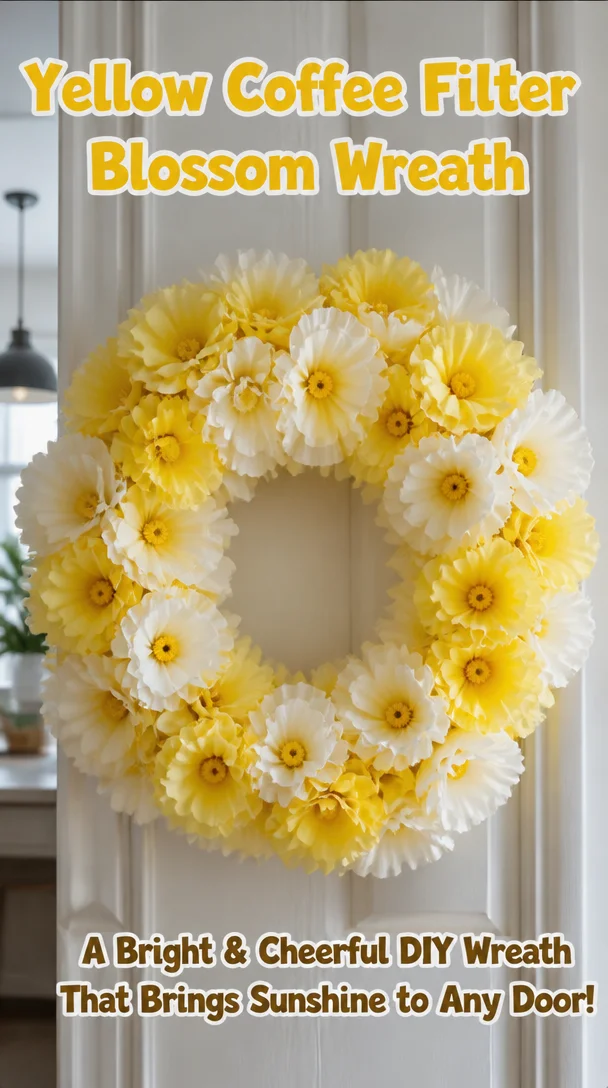 Yellow Coffee Filter Blossom Wreath 8 Yellow Coffee Filter Blossom Wreath