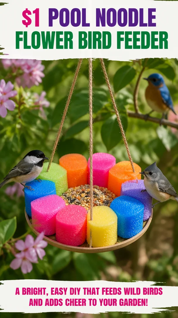 $1 Pool Noodle Flower Bird Feeder 8 $1 Pool Noodle Flower Bird Feeder