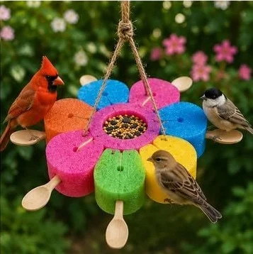 $1 Pool Noodle Flower Bird Feeder 10 $1 Pool Noodle Flower Bird Feeder