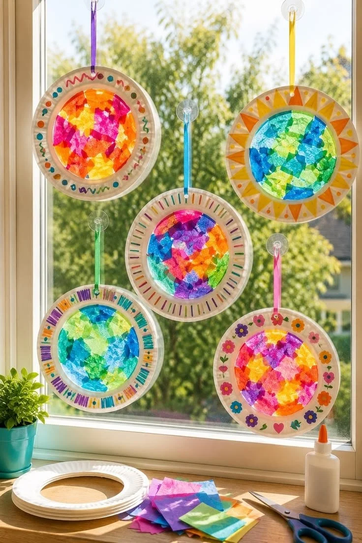 Bright Paper Plate Sun Catchers for Preschool Summer Crafts 9 Bright Paper Plate Sun Catchers for Preschool Summer Crafts