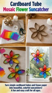 Cardboard Tube Mosaic Flower Suncatcher 16 Cardboard Tube Mosaic Flower Suncatcher