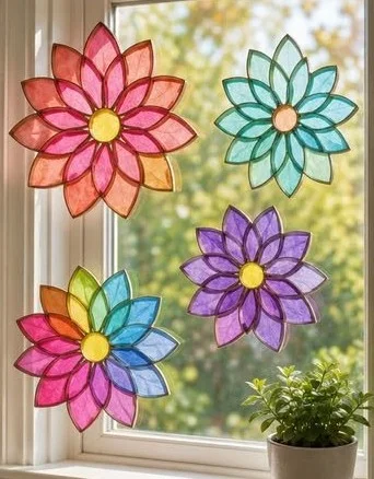 Cardboard Tube Mosaic Flower Suncatcher 10 Cardboard Tube Mosaic Flower Suncatcher