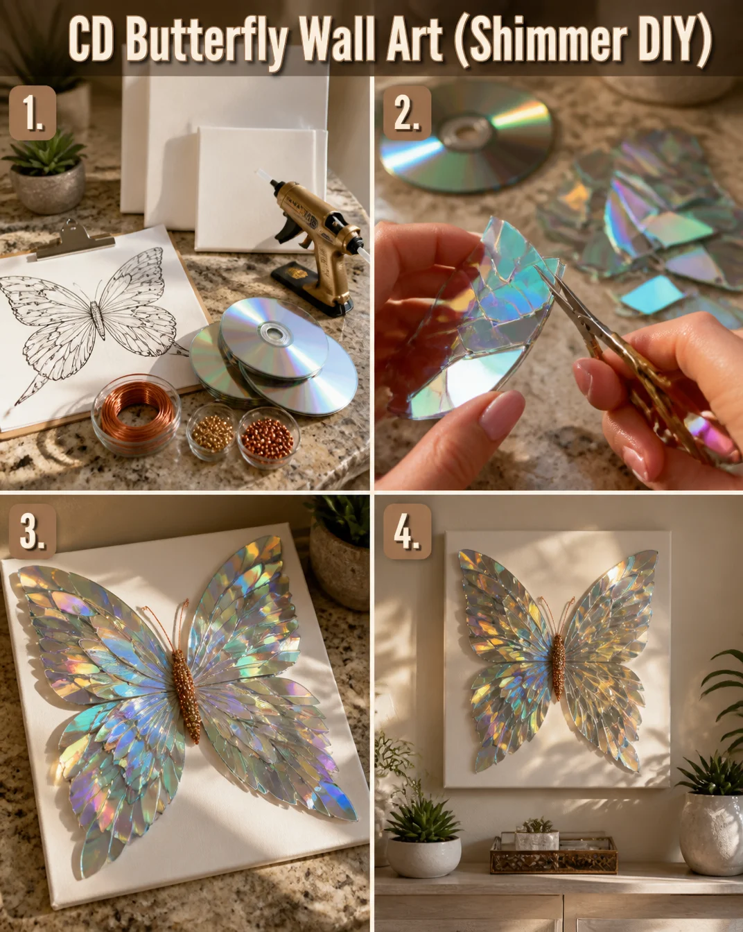 CD Butterfly Wall Art (Shimmer DIY) 8 CD Butterfly Wall Art (Shimmer DIY)