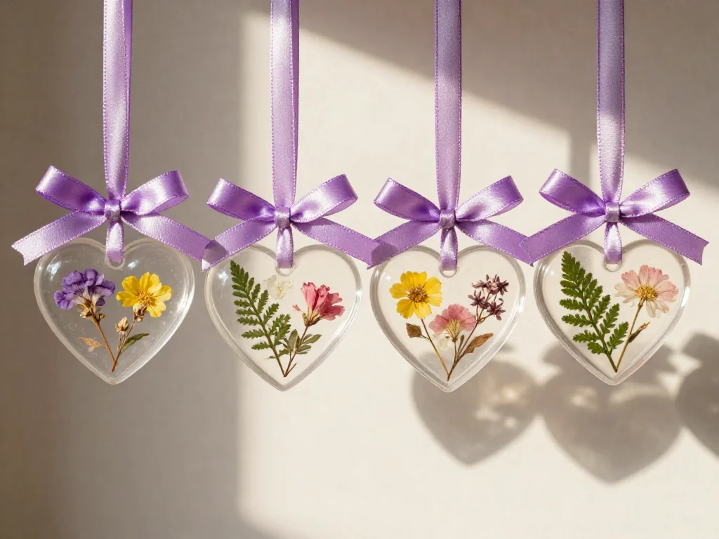 Clear Glue Flower Heart Charms – Soft, Aesthetic Keepsakes 9 Clear Glue Flower Heart Charms – Soft, Aesthetic Keepsakes