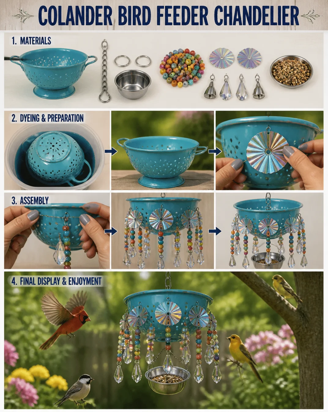 Colander Bird Feeder Chandelier 8 Colander Bird Feeder Chandelier