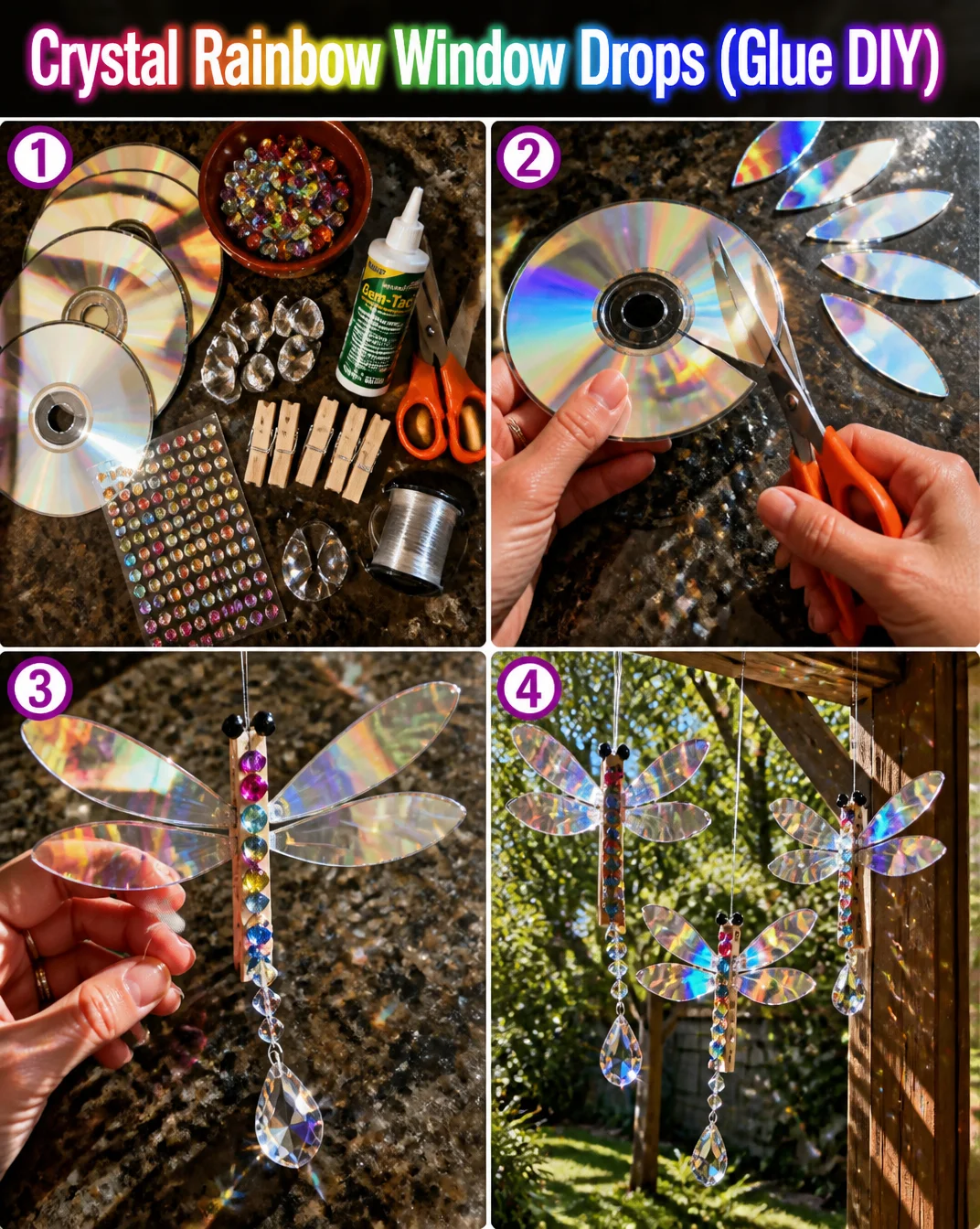 Crystal Rainbow Window Drops (Glue DIY) 8 Crystal Rainbow Window Drops (Glue DIY)