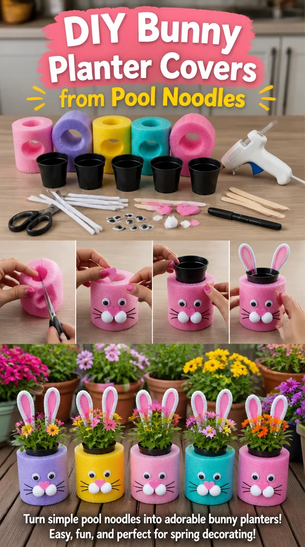 DIY Bunny Planter Covers from Pool Noodles 8 DIY Bunny Planter Covers from Pool Noodles