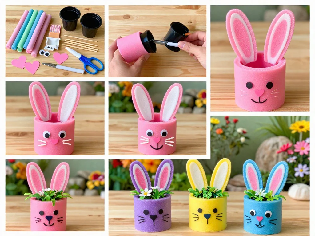 DIY Bunny Planter Covers from Pool Noodles 9 DIY Bunny Planter Covers from Pool Noodles