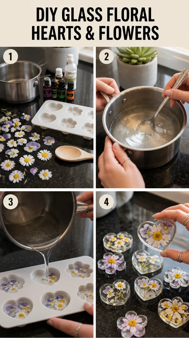 DIY Glass Floral Hearts & Flowers 8 DIY Glass Floral Hearts & Flowers