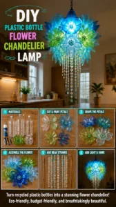 DIY Plastic Bottle Flower Chandelier Lamp 18 DIY Plastic Bottle Flower Chandelier Lamp