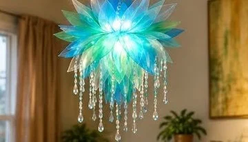 DIY Plastic Bottle Flower Chandelier Lamp 10 DIY Plastic Bottle Flower Chandelier Lamp