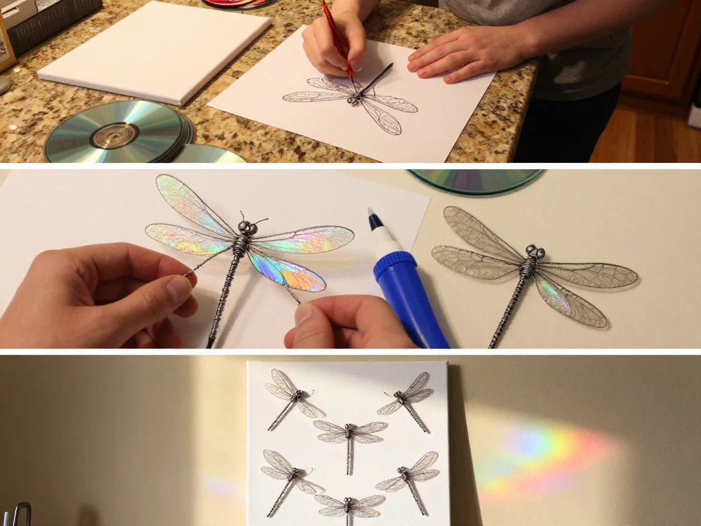 Dragonfly Wall Art (CD Upcycle DIY) 9 Dragonfly Wall Art (CD Upcycle DIY)
