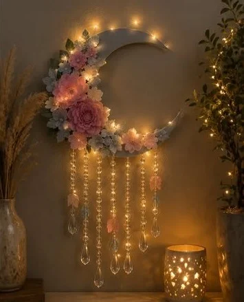 Floral Crescent Moon Wall Hanging 10 Floral Crescent Moon Wall Hanging