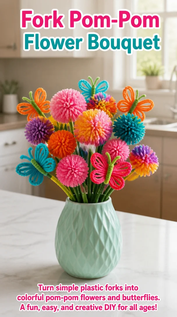 Fork Pom-Pom Flower Bouquet 8 Fork Pom-Pom Flower Bouquet