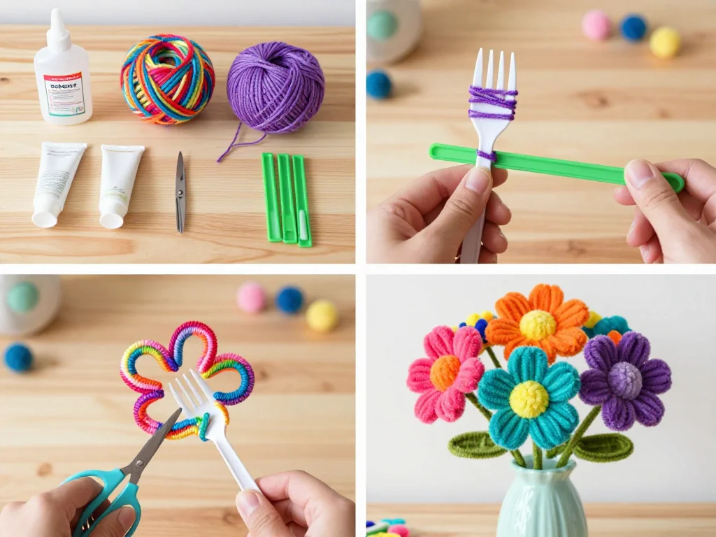 Fork Pom-Pom Flower Bouquet 9 Fork Pom-Pom Flower Bouquet