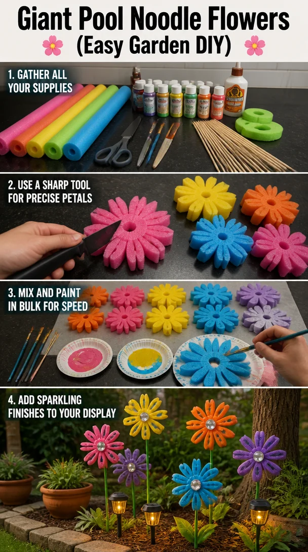Giant Pool Noodle Flowers (Easy Garden DIY) 8 Giant Pool Noodle Flowers (Easy Garden DIY)