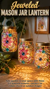 Jeweled Mason Jar Lantern 22 Jeweled Mason Jar Lantern