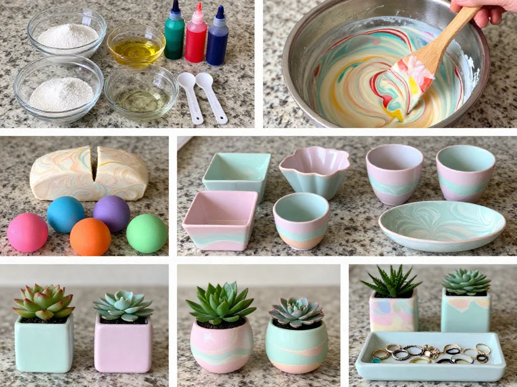 Marbled Air-Dry Clay Planters and Trinket Dishes 9 Marbled Air-Dry Clay Planters and Trinket Dishes