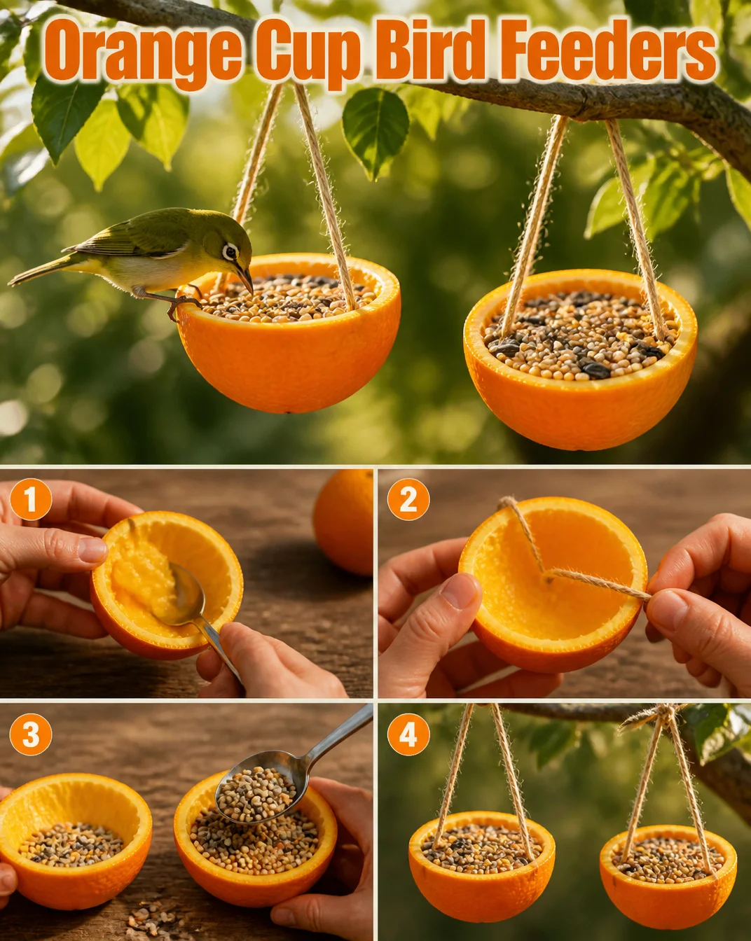 Orange Cup Bird Feeders 8 Orange Cup Bird Feeders