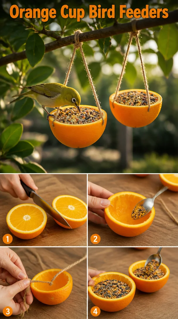 Orange Cup Bird Feeders 8 Orange Cup Bird Feeders