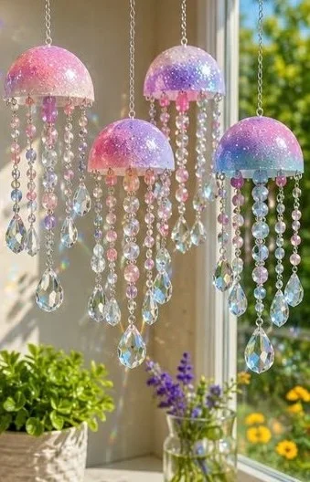 Pastel Jellyfish Crystal Suncatchers 9 Pastel Jellyfish Crystal Suncatchers
