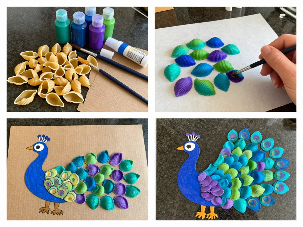 Peacock Wall Art from Pasta Shells (Creative DIY) 9 Peacock Wall Art from Pasta Shells (Creative DIY)