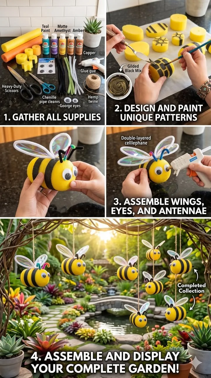Pool Noodle Garden Bees (Cute & Easy DIY) 12 Pool Noodle Garden Bees (Cute & Easy DIY)