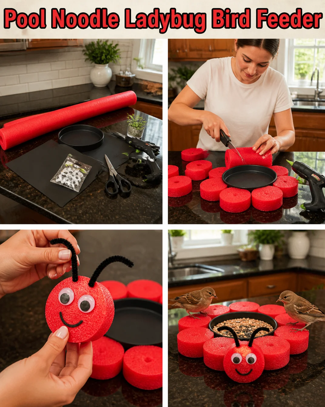 Pool Noodle Ladybug Bird Feeder 8 Pool Noodle Ladybug Bird Feeder