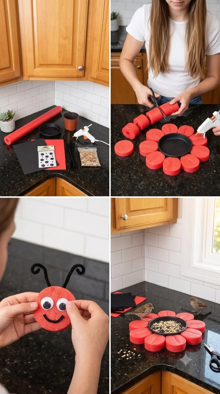 Pool Noodle Ladybug Bird Feeder 12 Pool Noodle Ladybug Bird Feeder