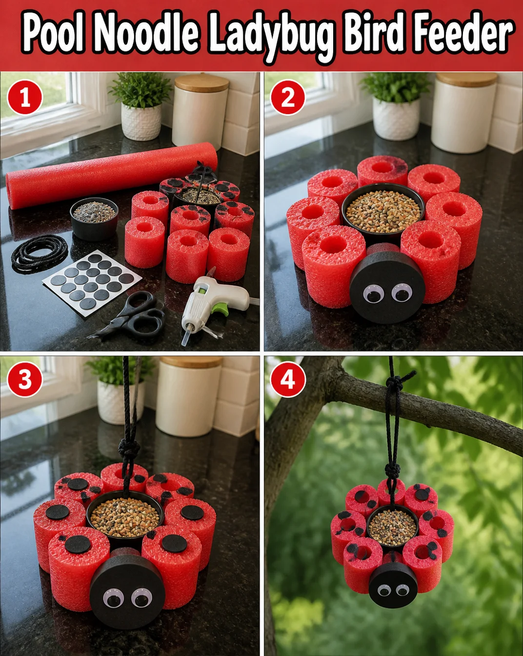 Pool Noodle Ladybug Bird Feeder 8 Pool Noodle Ladybug Bird Feeder