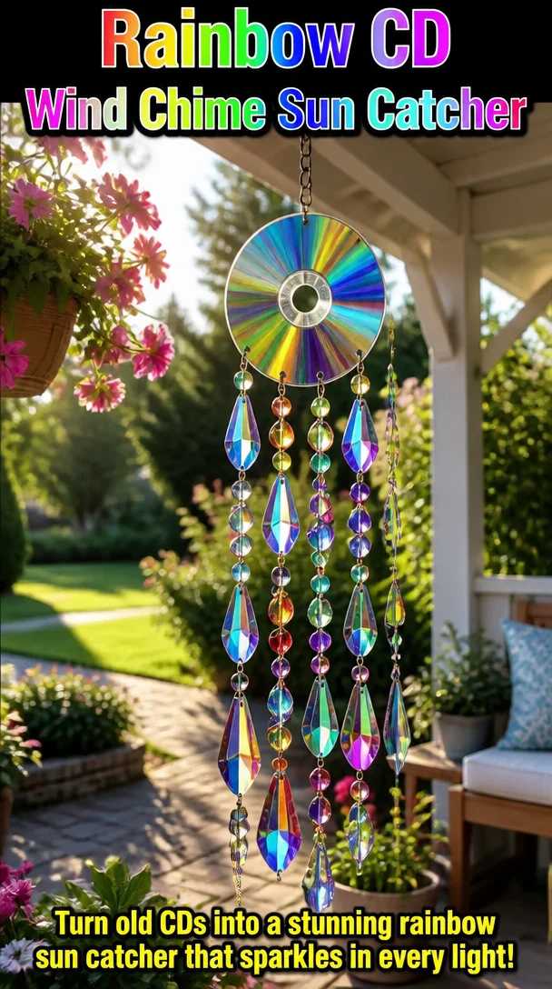 Rainbow CD Wind Chime Sun Catcher 8 Rainbow CD Wind Chime Sun Catcher