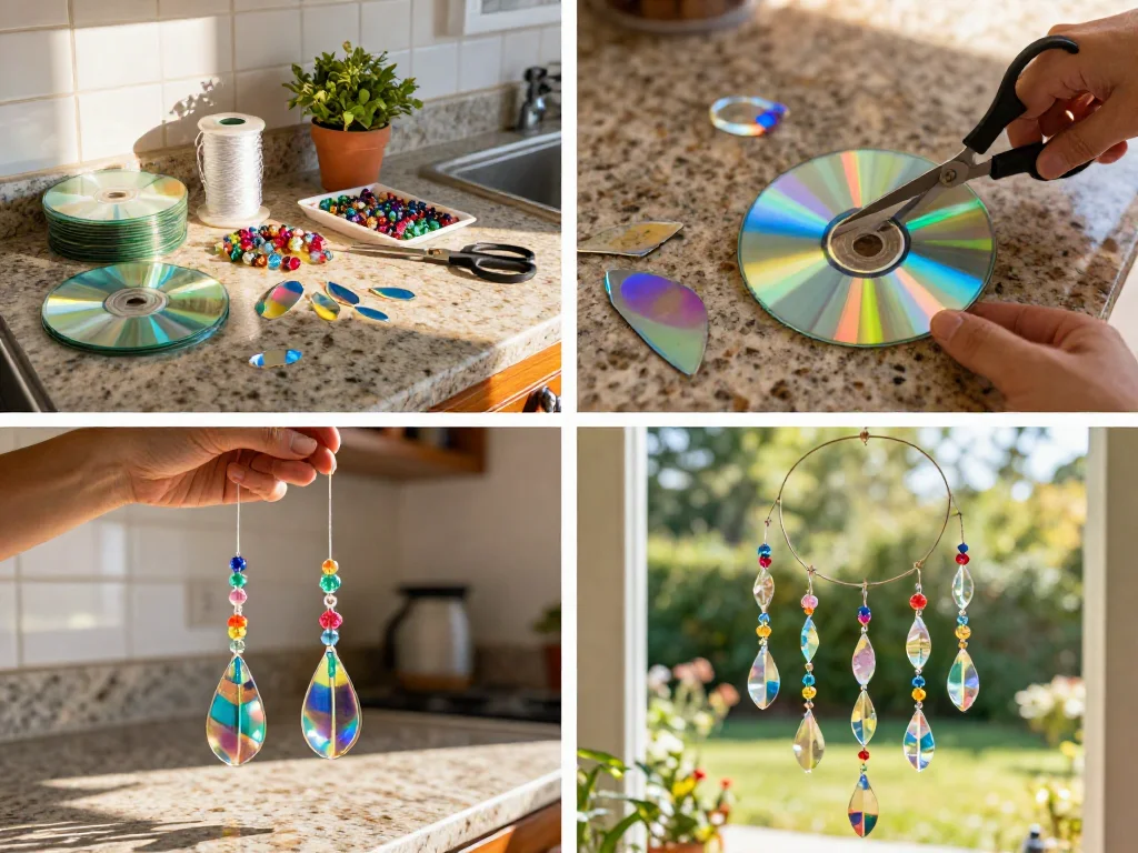 Rainbow CD Wind Chime Sun Catcher 9 Rainbow CD Wind Chime Sun Catcher