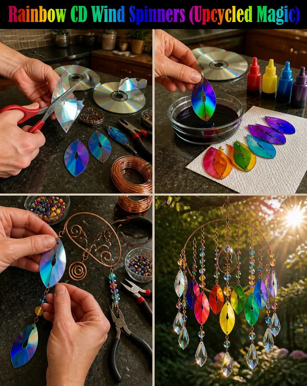 Rainbow CD Wind Spinners (Upcycled Magic) 8 Rainbow CD Wind Spinners (Upcycled Magic)