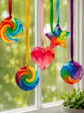 Rainbow Crayon Suncatchers 10 Rainbow Crayon Suncatchers