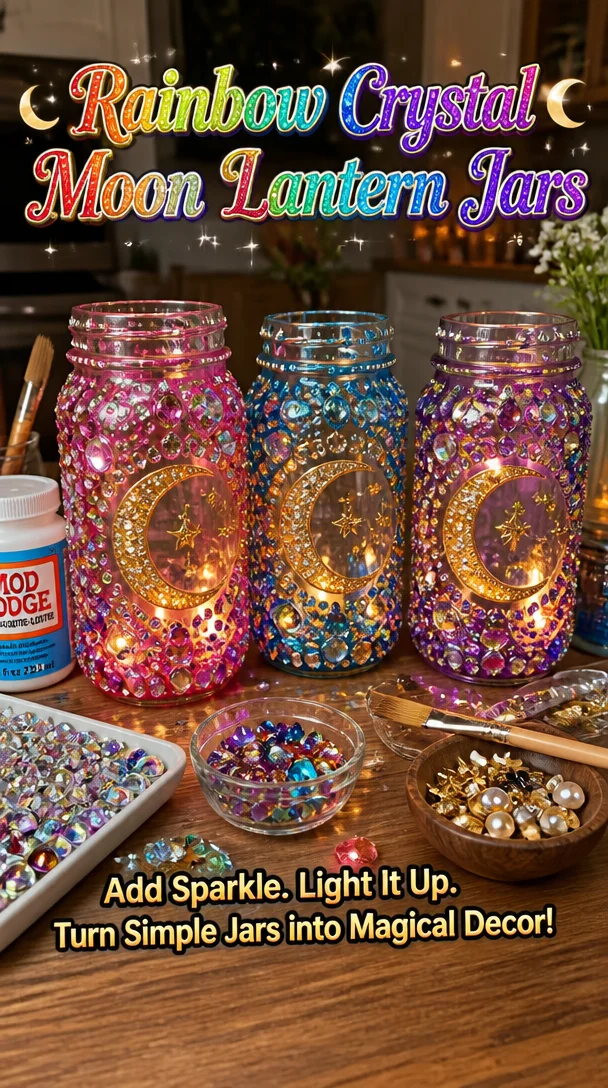 Rainbow Crystal Moon Lantern Jars 8 Rainbow Crystal Moon Lantern Jars