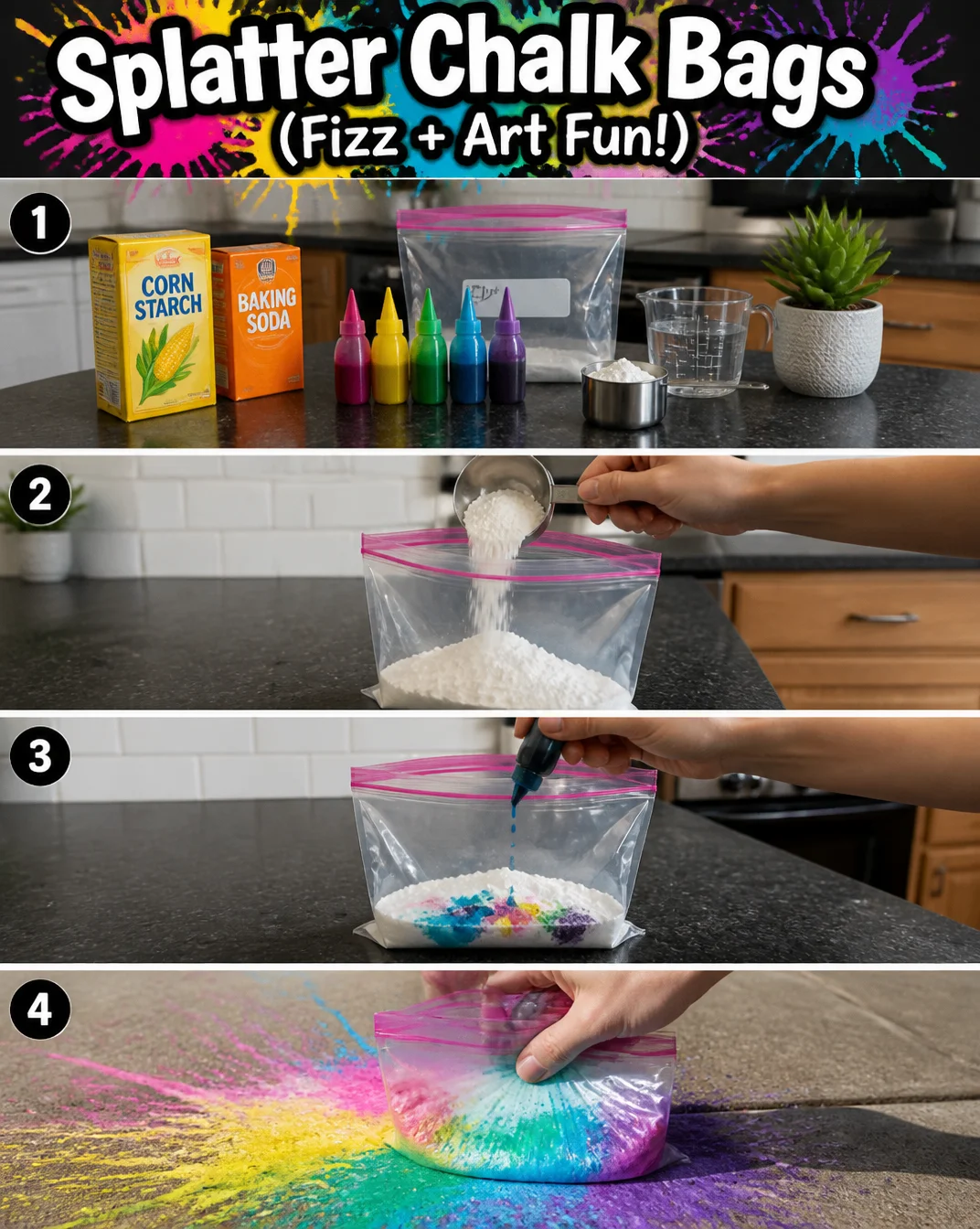 Splatter Chalk Bags (Fizz + Art Fun!) 8 Splatter Chalk Bags (Fizz + Art Fun!)