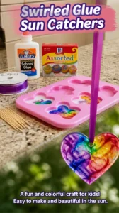 Swirled Glue Sun Catchers 21 Swirled Glue Sun Catchers